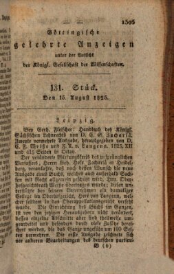 Göttingische gelehrte Anzeigen (Göttingische Zeitungen von gelehrten Sachen) Montag 15. August 1825