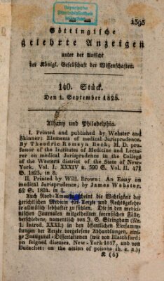 Göttingische gelehrte Anzeigen (Göttingische Zeitungen von gelehrten Sachen) Donnerstag 1. September 1825