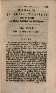 Göttingische gelehrte Anzeigen (Göttingische Zeitungen von gelehrten Sachen) Montag 12. September 1825