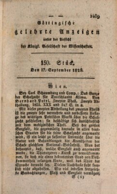 Göttingische gelehrte Anzeigen (Göttingische Zeitungen von gelehrten Sachen) Samstag 17. September 1825