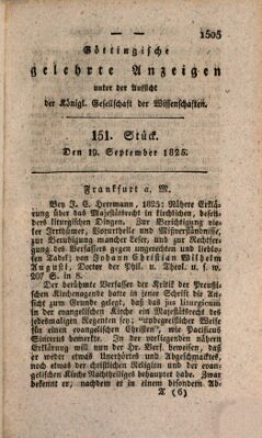 Göttingische gelehrte Anzeigen (Göttingische Zeitungen von gelehrten Sachen) Montag 19. September 1825