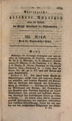 Göttingische gelehrte Anzeigen (Göttingische Zeitungen von gelehrten Sachen) Samstag 24. September 1825