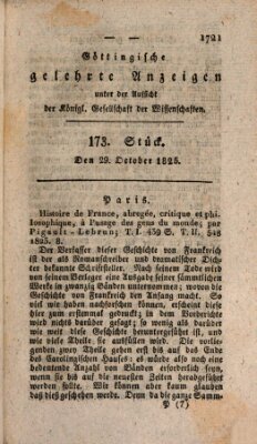 Göttingische gelehrte Anzeigen (Göttingische Zeitungen von gelehrten Sachen) Samstag 29. Oktober 1825