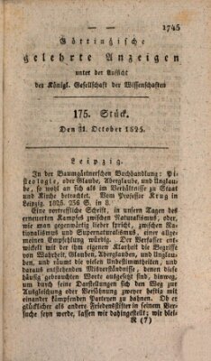 Göttingische gelehrte Anzeigen (Göttingische Zeitungen von gelehrten Sachen) Montag 31. Oktober 1825