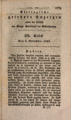 Göttingische gelehrte Anzeigen (Göttingische Zeitungen von gelehrten Sachen) Samstag 5. November 1825