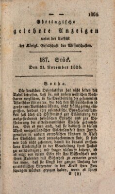 Göttingische gelehrte Anzeigen (Göttingische Zeitungen von gelehrten Sachen) Montag 21. November 1825