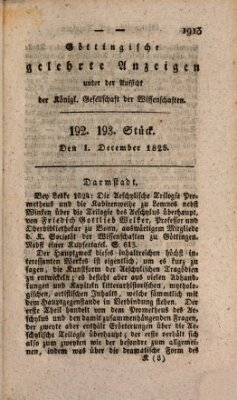 Göttingische gelehrte Anzeigen (Göttingische Zeitungen von gelehrten Sachen) Donnerstag 1. Dezember 1825