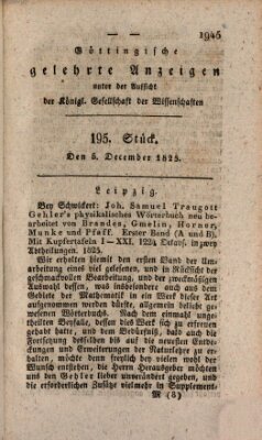 Göttingische gelehrte Anzeigen (Göttingische Zeitungen von gelehrten Sachen) Montag 5. Dezember 1825