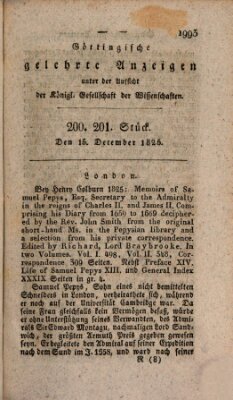 Göttingische gelehrte Anzeigen (Göttingische Zeitungen von gelehrten Sachen) Donnerstag 15. Dezember 1825