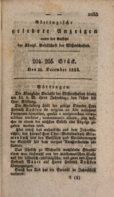 Göttingische gelehrte Anzeigen (Göttingische Zeitungen von gelehrten Sachen) Donnerstag 22. Dezember 1825