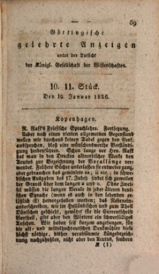 Göttingische gelehrte Anzeigen (Göttingische Zeitungen von gelehrten Sachen) Donnerstag 19. Januar 1826