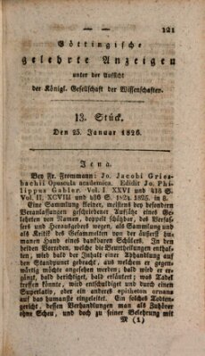 Göttingische gelehrte Anzeigen (Göttingische Zeitungen von gelehrten Sachen) Montag 23. Januar 1826