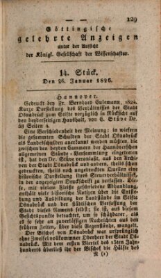 Göttingische gelehrte Anzeigen (Göttingische Zeitungen von gelehrten Sachen) Donnerstag 26. Januar 1826