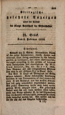 Göttingische gelehrte Anzeigen (Göttingische Zeitungen von gelehrten Sachen) Montag 6. Februar 1826