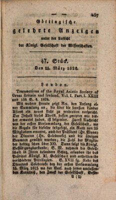 Göttingische gelehrte Anzeigen (Göttingische Zeitungen von gelehrten Sachen) Samstag 25. März 1826