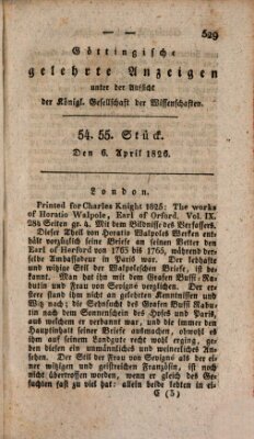 Göttingische gelehrte Anzeigen (Göttingische Zeitungen von gelehrten Sachen) Donnerstag 6. April 1826