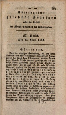 Göttingische gelehrte Anzeigen (Göttingische Zeitungen von gelehrten Sachen) Montag 10. April 1826