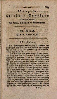 Göttingische gelehrte Anzeigen (Göttingische Zeitungen von gelehrten Sachen) Donnerstag 13. April 1826