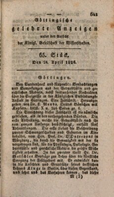 Göttingische gelehrte Anzeigen (Göttingische Zeitungen von gelehrten Sachen) Montag 24. April 1826