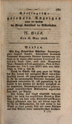 Göttingische gelehrte Anzeigen (Göttingische Zeitungen von gelehrten Sachen) Montag 15. Mai 1826