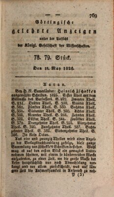 Göttingische gelehrte Anzeigen (Göttingische Zeitungen von gelehrten Sachen) Donnerstag 18. Mai 1826