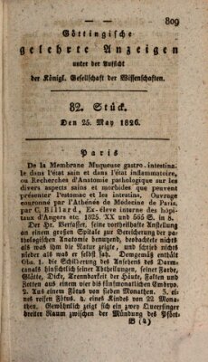 Göttingische gelehrte Anzeigen (Göttingische Zeitungen von gelehrten Sachen) Donnerstag 25. Mai 1826