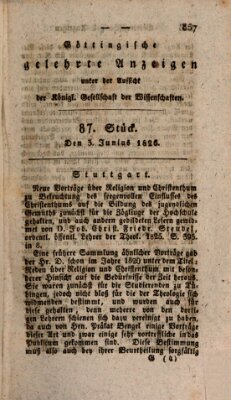 Göttingische gelehrte Anzeigen (Göttingische Zeitungen von gelehrten Sachen) Samstag 3. Juni 1826