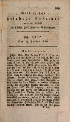 Göttingische gelehrte Anzeigen (Göttingische Zeitungen von gelehrten Sachen) Donnerstag 15. Juni 1826