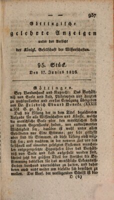 Göttingische gelehrte Anzeigen (Göttingische Zeitungen von gelehrten Sachen) Samstag 17. Juni 1826