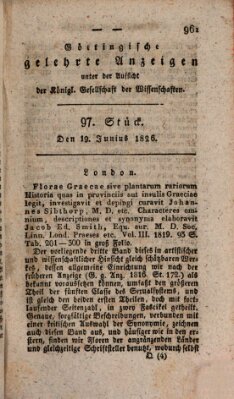 Göttingische gelehrte Anzeigen (Göttingische Zeitungen von gelehrten Sachen) Montag 19. Juni 1826