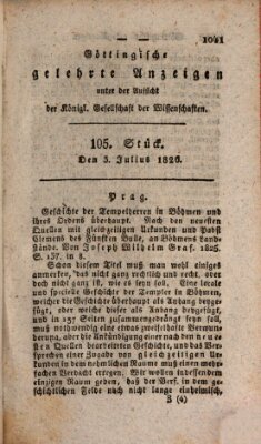 Göttingische gelehrte Anzeigen (Göttingische Zeitungen von gelehrten Sachen) Montag 3. Juli 1826