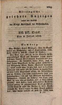 Göttingische gelehrte Anzeigen (Göttingische Zeitungen von gelehrten Sachen) Donnerstag 6. Juli 1826