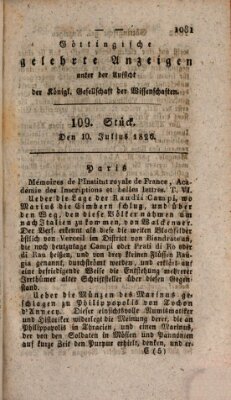 Göttingische gelehrte Anzeigen (Göttingische Zeitungen von gelehrten Sachen) Montag 10. Juli 1826