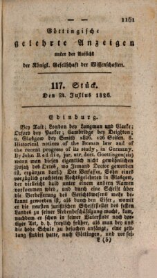 Göttingische gelehrte Anzeigen (Göttingische Zeitungen von gelehrten Sachen) Montag 24. Juli 1826