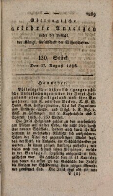 Göttingische gelehrte Anzeigen (Göttingische Zeitungen von gelehrten Sachen) Donnerstag 17. August 1826