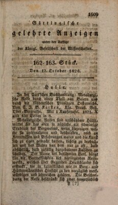 Göttingische gelehrte Anzeigen (Göttingische Zeitungen von gelehrten Sachen) Donnerstag 12. Oktober 1826