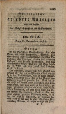 Göttingische gelehrte Anzeigen (Göttingische Zeitungen von gelehrten Sachen) Donnerstag 23. November 1826