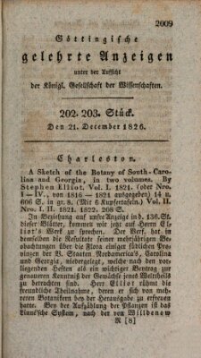 Göttingische gelehrte Anzeigen (Göttingische Zeitungen von gelehrten Sachen) Donnerstag 21. Dezember 1826