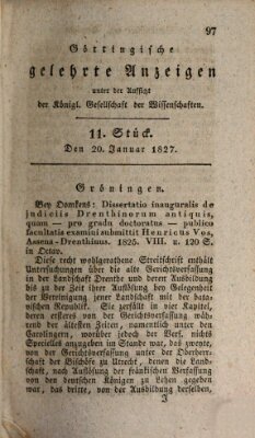 Göttingische gelehrte Anzeigen (Göttingische Zeitungen von gelehrten Sachen) Samstag 20. Januar 1827