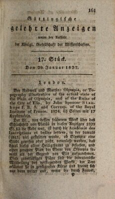 Göttingische gelehrte Anzeigen (Göttingische Zeitungen von gelehrten Sachen) Montag 29. Januar 1827