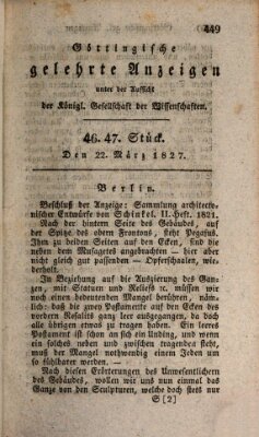 Göttingische gelehrte Anzeigen (Göttingische Zeitungen von gelehrten Sachen) Donnerstag 22. März 1827