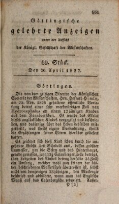 Göttingische gelehrte Anzeigen (Göttingische Zeitungen von gelehrten Sachen) Montag 30. April 1827