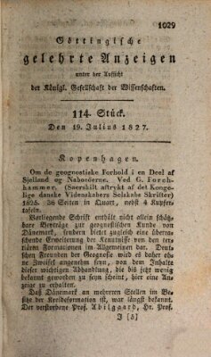 Göttingische gelehrte Anzeigen (Göttingische Zeitungen von gelehrten Sachen) Donnerstag 19. Juli 1827