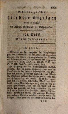 Göttingische gelehrte Anzeigen (Göttingische Zeitungen von gelehrten Sachen) Montag 30. Juli 1827