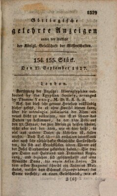 Göttingische gelehrte Anzeigen (Göttingische Zeitungen von gelehrten Sachen) Donnerstag 27. September 1827