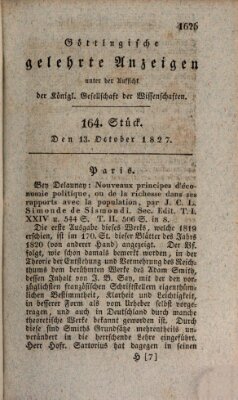 Göttingische gelehrte Anzeigen (Göttingische Zeitungen von gelehrten Sachen) Samstag 13. Oktober 1827