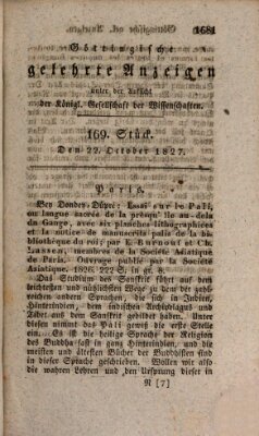 Göttingische gelehrte Anzeigen (Göttingische Zeitungen von gelehrten Sachen) Montag 22. Oktober 1827