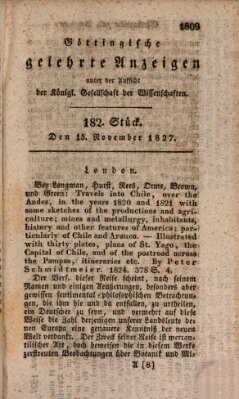 Göttingische gelehrte Anzeigen (Göttingische Zeitungen von gelehrten Sachen) Donnerstag 15. November 1827