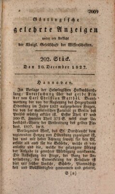 Göttingische gelehrte Anzeigen (Göttingische Zeitungen von gelehrten Sachen) Donnerstag 20. Dezember 1827