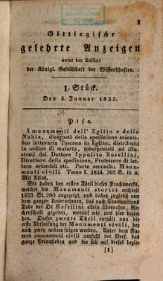 Göttingische gelehrte Anzeigen (Göttingische Zeitungen von gelehrten Sachen) Montag 5. Januar 1835